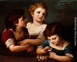 Famous Bird Paintings - Children With A Bird's Nest And Flowers
